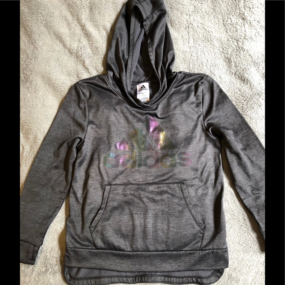 Adidas Girls hoodie medium youth 10-12 Rainbow